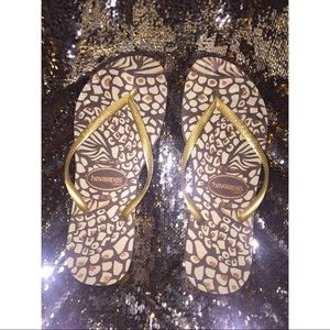 Havaianas LEOPARD PRINT AND GOLD Flip Flops